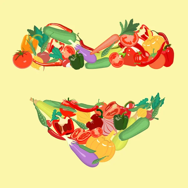 Coeur de légumes. Illustration vectorielle — Image vectorielle