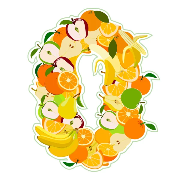 Šťavnaté ovoce v podobě čísla 0 — ストックベクタ