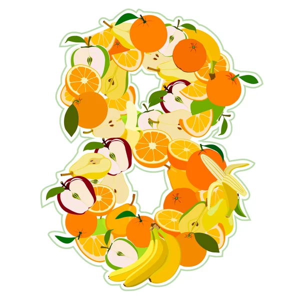 Juicy fruit in the form of number 8 — Stock Vector