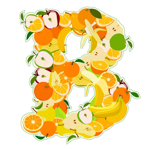 Letter - B made of fruits. Vector illustration — Stock Vector