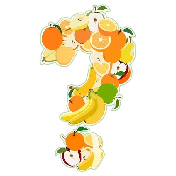 Vraagteken gemaakt van fruit. Vectorillustratie — Stockvector