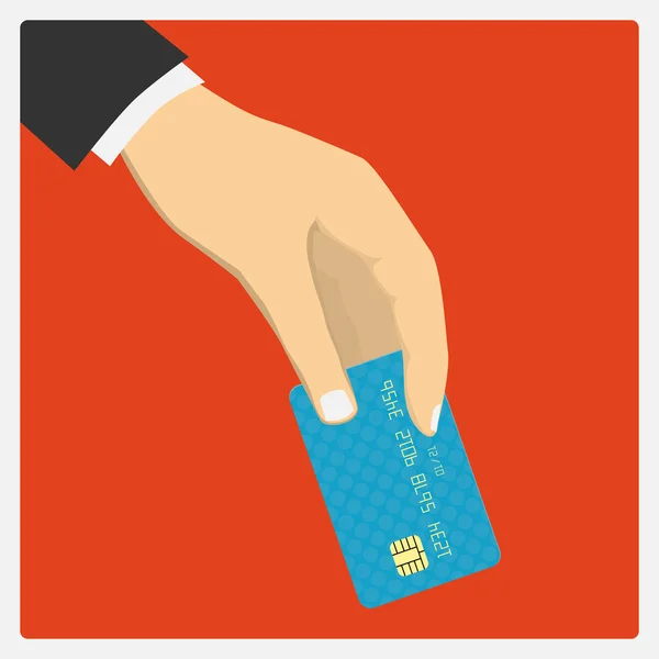 Płaska konstrukcja styl ilustracji. Ręka trzymać karty kredytowej, aby zapłacić. Ve — Wektor stockowy