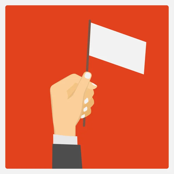 Businessman holding empty flag. Isolated on red. Vector illustra — Stock Vector