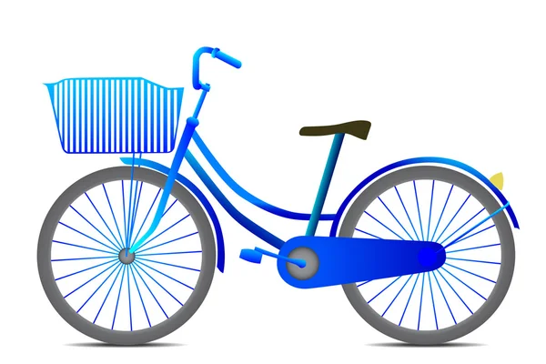 孤立在白色背景上的复古风格蓝色自行车 — 图库矢量图片