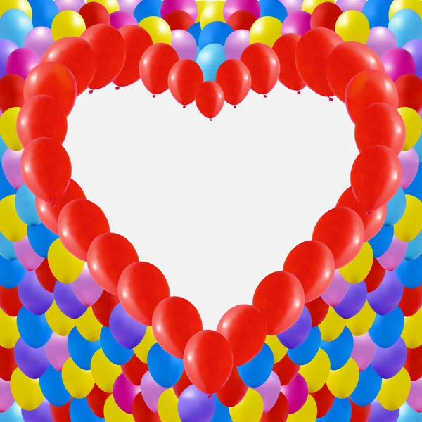 Fond composé de ballons rouges en forme de coeur — Image vectorielle