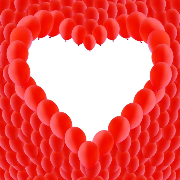 Fondo hecho de globos rojos en forma de corazón — Vector de stock