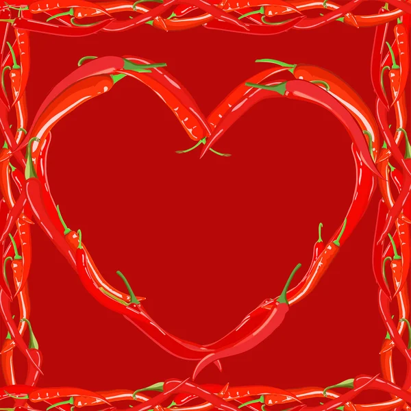 Inima din ardei iute roșu fierbinte ilustrație vectorială — Vector de stoc