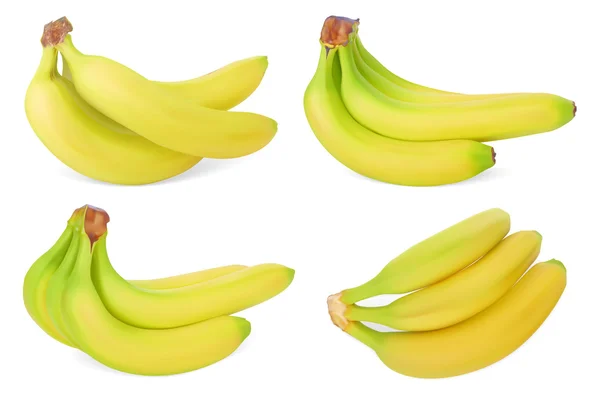 Σύνολο των μπανανών. ρεαλιστική διανυσματικά εικονογράφηση. απομονωθεί σε λευκό — Διανυσματικό Αρχείο