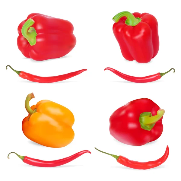 Photo-realistic vector. Set of Sweet Peppers — Stock Vector