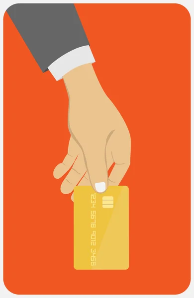 Hand holding credit card. Flat design style illustration. Isolat — Stock Vector