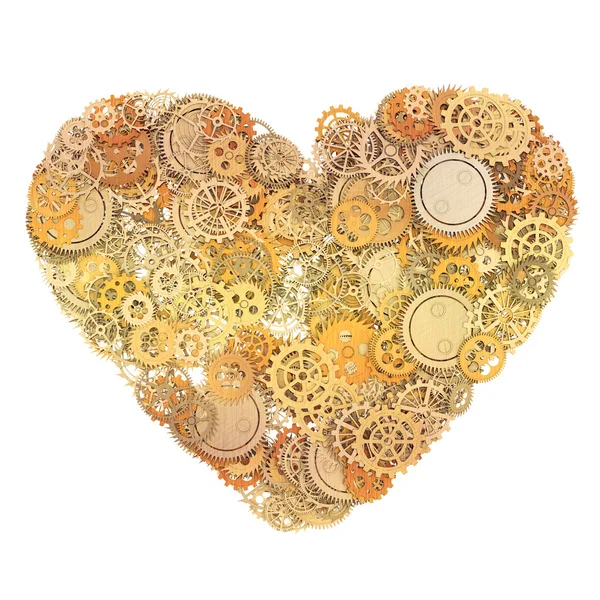 Hjärtat gjort av kugghjul. 3D-illustration — Stockfoto