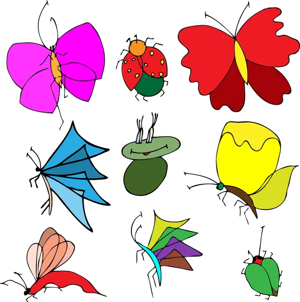 Set of butterflies. Insects. Vector illustration. — Stock Vector