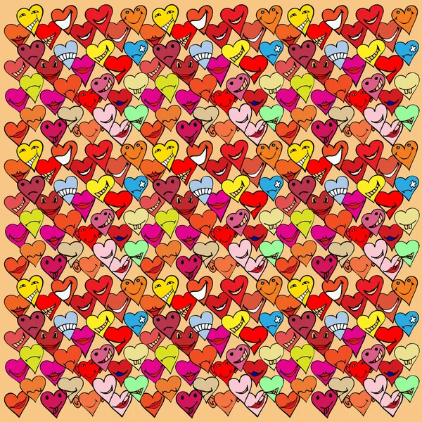 Pattern made from Collection of different heart symbols doodle, — Stock Vector