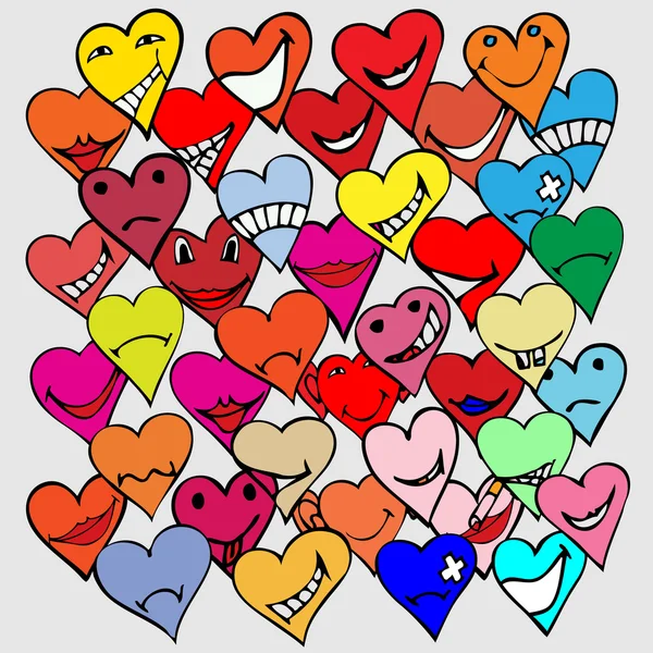 Шаблон из коллекции различных символов сердца каракули , — стоковый вектор