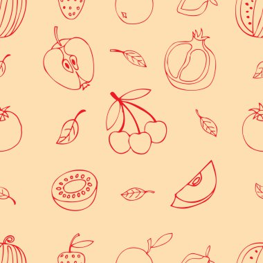 meyve sorunsuz vektör çizim doodles