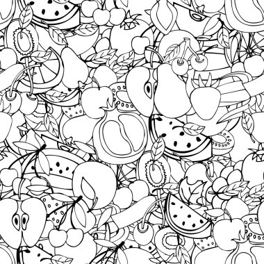 Set tatlı meyve ve çilek ile Seamless modeli. Elma, w