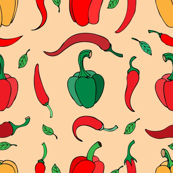 Vector seamless pattern with pepper — Stock Vector