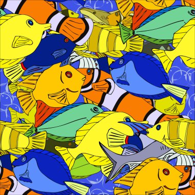 Elle çizilmiş balıkla kusursuz desen