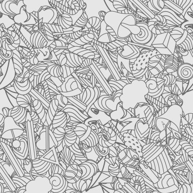 Şirin doodle seamless modeli. Aşk ve tatlılar.
