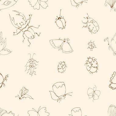 Böceklerin arka plan: kelebekler, böcek, larva, seamles