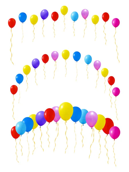 Set de globos de colores. Aislado sobre blanco. Ilustración del vector — Vector de stock