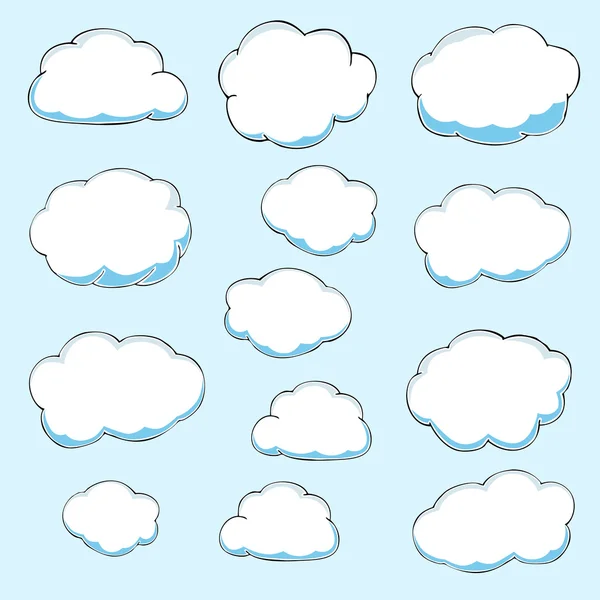 Cartoon clouds. Illustration on blue background. Vector — Stock Vector