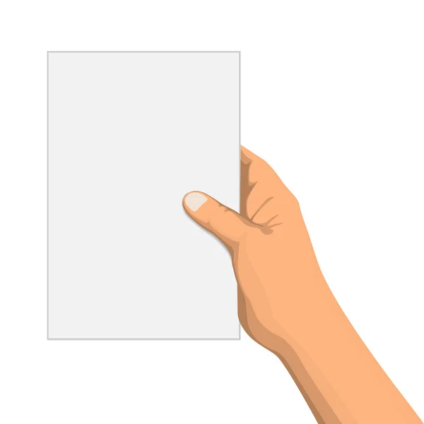 Mano con blocco note vuoto isolato su bianco, illustrazione vettoriale — Vettoriale Stock