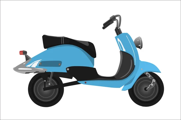 Retro scooter, blå med forkromede elementer – Stock-vektor