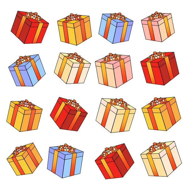 Cajas de regalo con lazos y cintas. — Archivo Imágenes Vectoriales