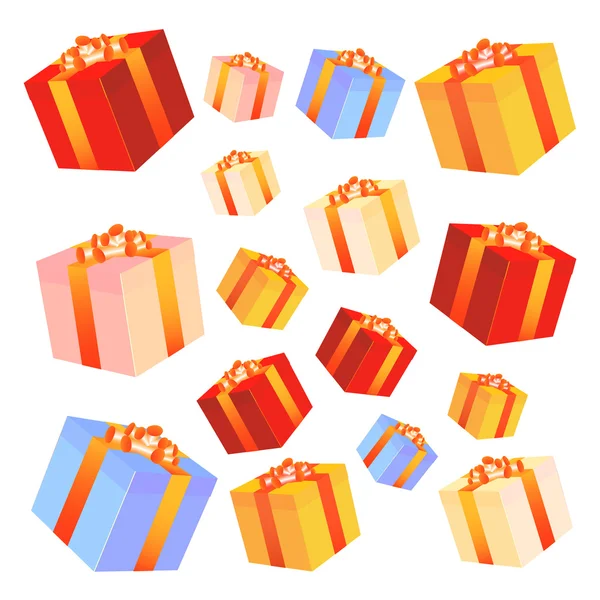 Cajas de regalo con lazos y cintas. — Vector de stock