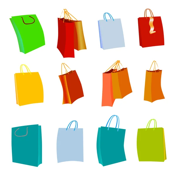 Conjunto de sacos de compras vazios coloridos — Vetor de Stock