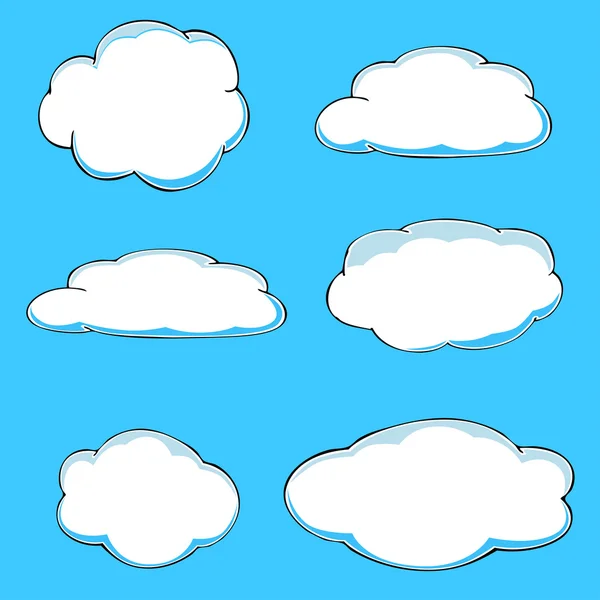 Cartoon clouds. Illustration on blue background. Vector — Stock Vector