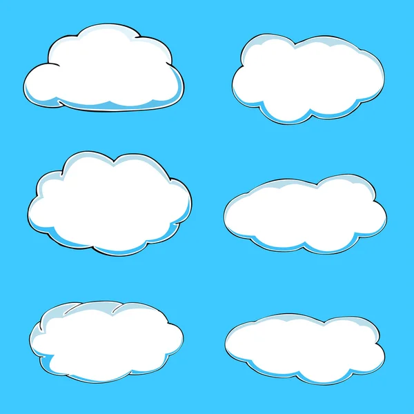 Kreslený mraky. Ilustrace na modrém pozadí. Vektor — Stockový vektor
