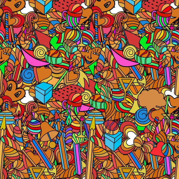 Cute doodle seamless pattern. Love and sweets. — Stock Vector