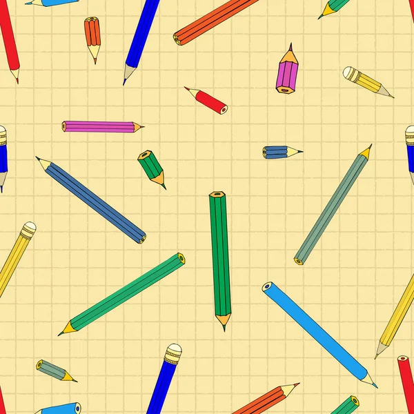 색깔 이 있는 연필이 달린 바 다 없는 무늬 — 스톡 벡터