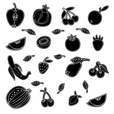 meyve ve sebzelerin siluetleri ayarla