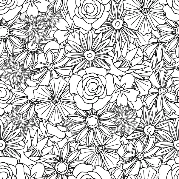 Fondo de patrón sin costura floral con hojas. Adorno de Doodles — Vector de stock