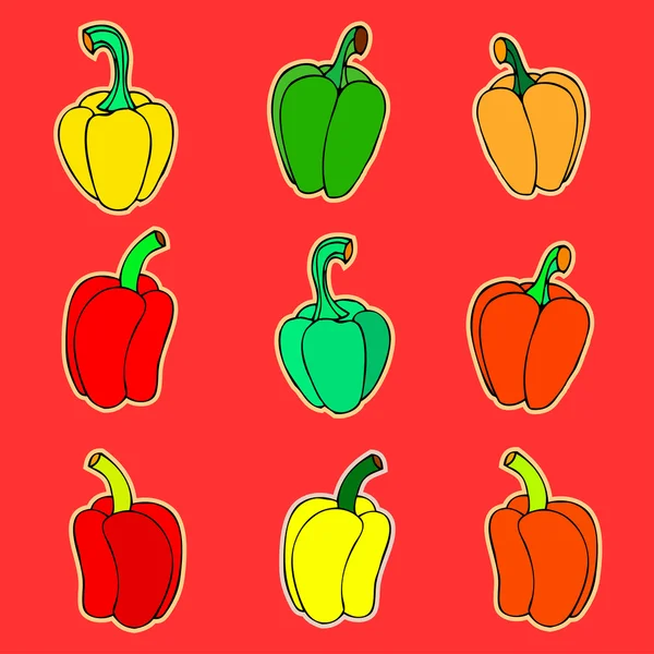 Beállítása egyszerű vázlat ikon paprika elszigetelt fehér background. Doo — Stock Vector