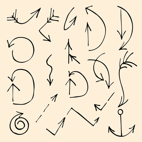 手描きの矢印コレクション セット — ストックベクタ