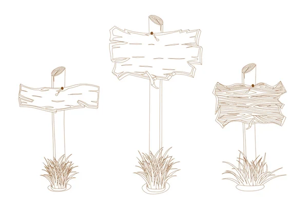 Uppsättning av trä pilen och skylt. Vektor illustration — Stock vektor