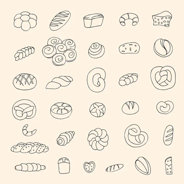 Set of sketch bakery items. Vector illustration — Stock Vector