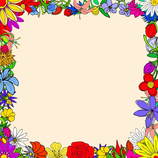 Doodle frame elements with flowers — Stock Vector