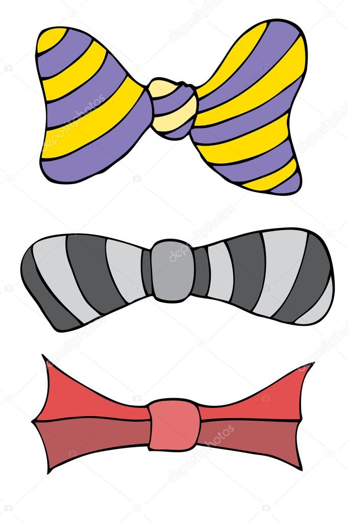 Set of colorful bow tie in different colors