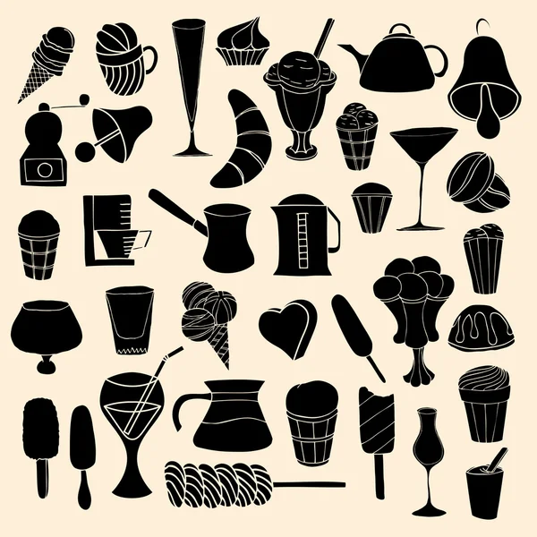 Set van snoep, handgetekende, vector Doodle — Stockvector
