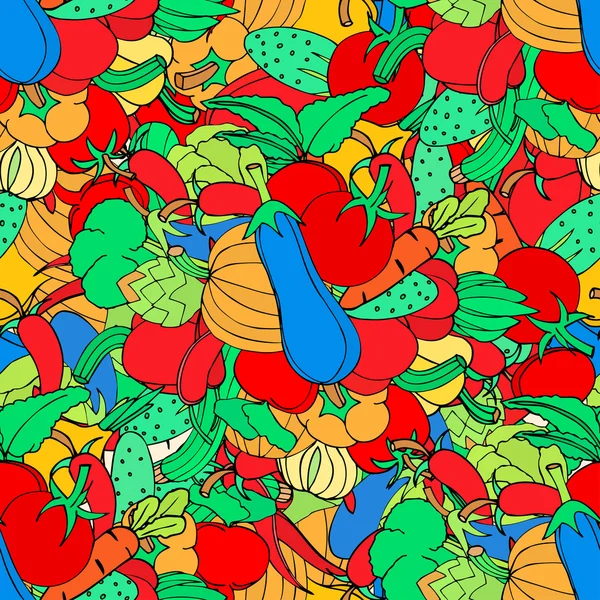 Fond sans couture de légumes et d'épices, vecteur dessiné à la main — Image vectorielle