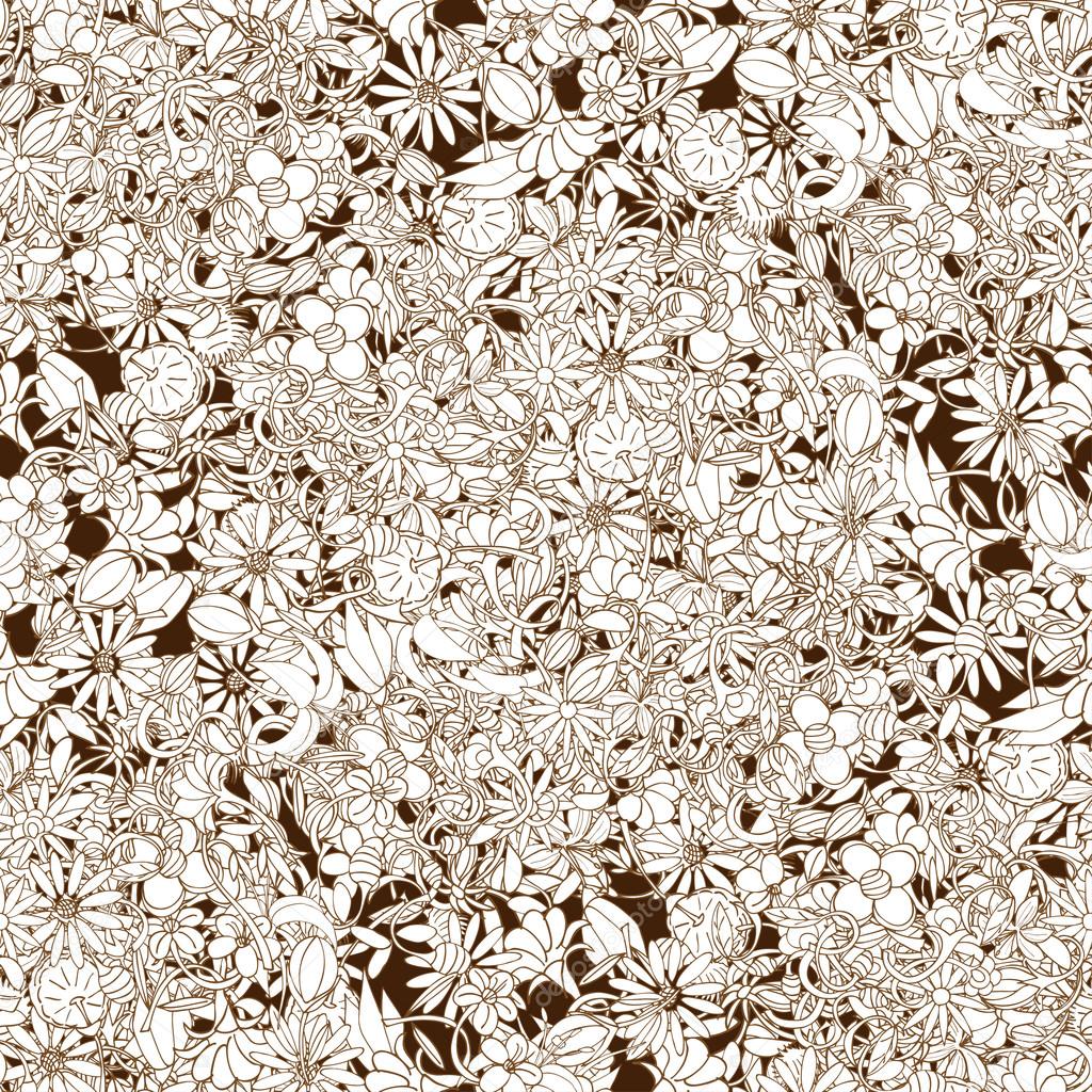 Abstract Nature Pattern with plants, flowers