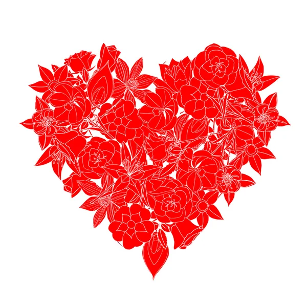 Corazón hecho de flores — Vector de stock