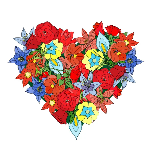 Coeur fait de fleurs — Image vectorielle