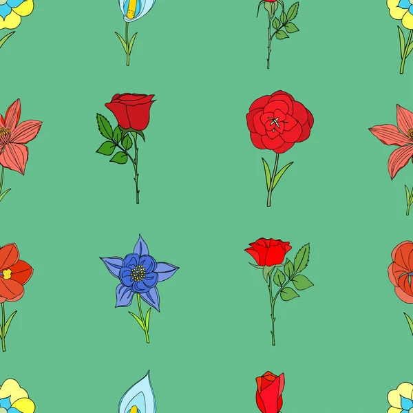 Motif floral sans couture avec des fleurs. — Image vectorielle