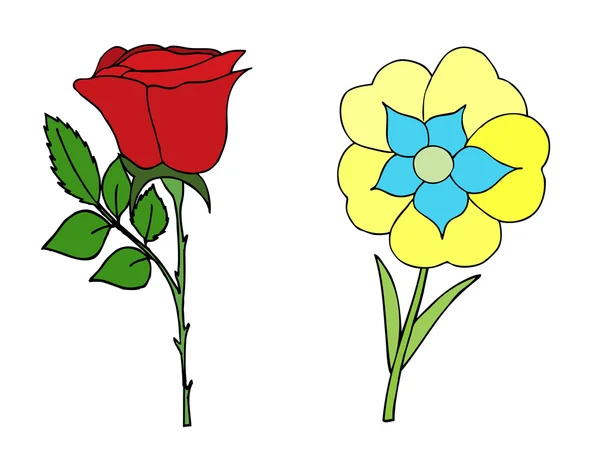 Doodles blommor samling. — Stock vektor